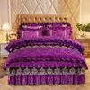 Размер King Size/Queen Size/Twin Size Кружевная утолщенная стеганая юбка-кровать Пододеяльник Наволочка Комплект из четырех предметов Утолщенное теплое постельное белье с вышивкой Высокое качество