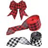 180in Red and Black Buffalo Plaid Burlap Ribbon, Christmas Ribbon Red and Black Plaid Christmas Wrapping Crafts Ribbon for Gift Wrapping Supplies