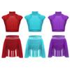 Girls Figure Skating Outfit Sleeveless Cutout Crop Top Rhinestone Waistband Ruched Irregular Skirt Dance Wear