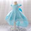 "Girls Bow Princess Dress with Flying Sleeves, Tutu Skirt, and Tail - Stylish Flower Girl Wedding Dress"