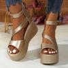Fashion Women's Peep Toe Chunky Platform Sandals Ankle Strap Wedge Heel Gladiator Sandals for Women 2025 Summer Thick Bottom Beach Shoes