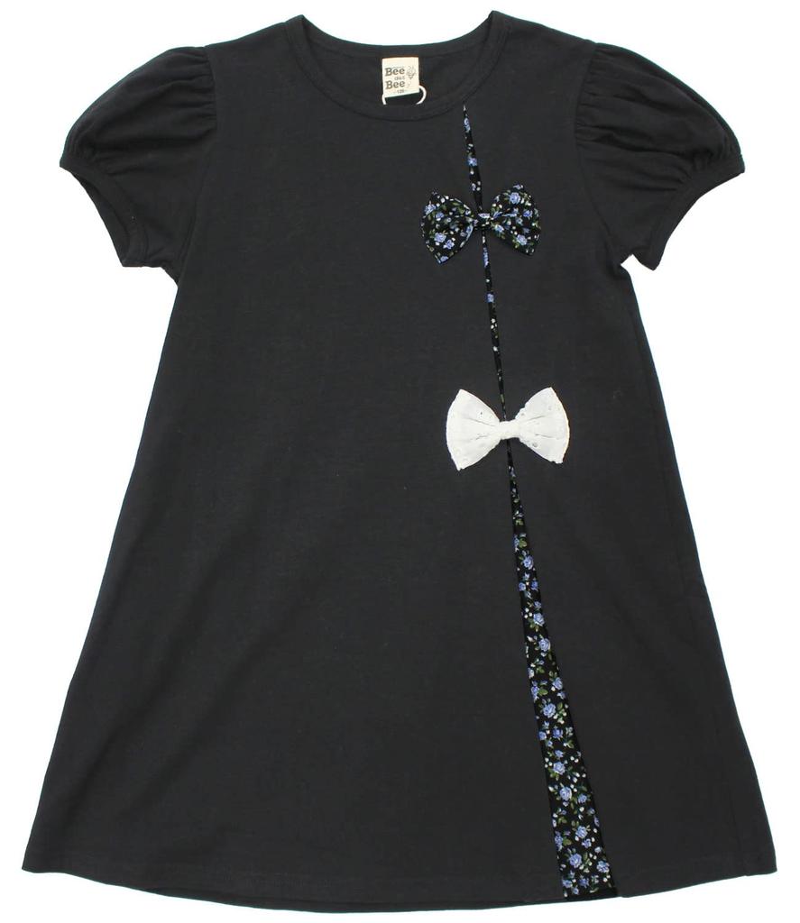 Платье Bee Ribbon Короткий Размер shh01543, Рукав, Для Девочек, Весна/Лето, 110см, Черный,