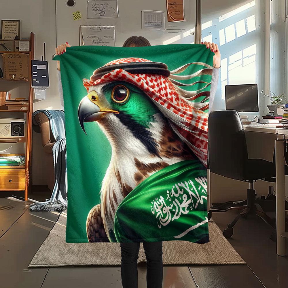 1PC Saudi Arabia National Football Team Patterned Flannel Blanket Suitable For All Seasons for Home Decor Warmth and Comfort Gifts Holiday Present