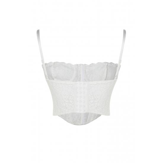 Crop Lined Corset Detailed Lace Bustier