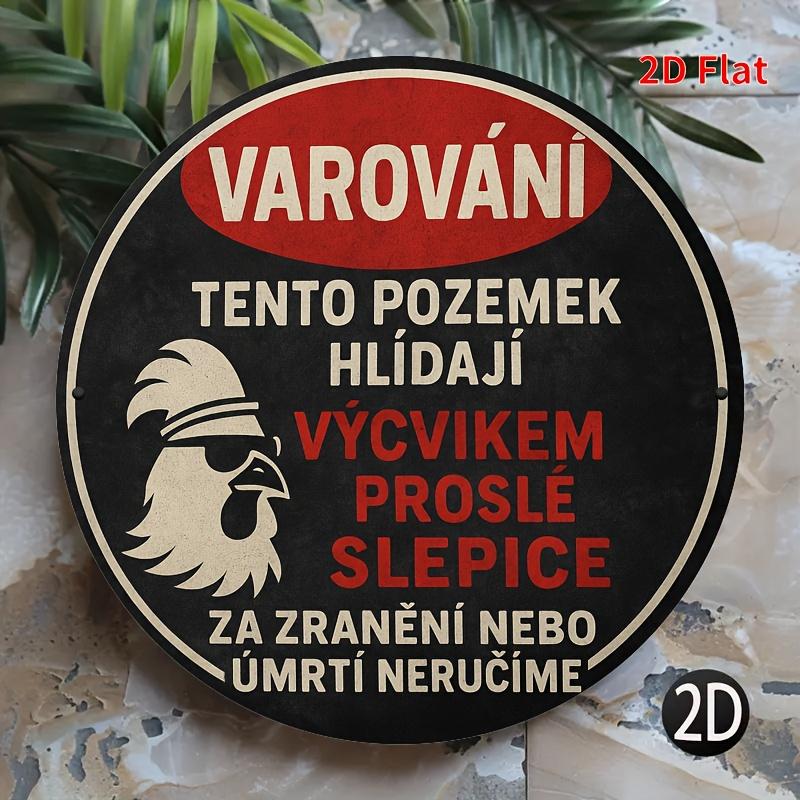 D flat a pair of warning chicken surveillance signs metal plaque design suitable for home office bedroom decorationcoffee