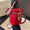 2025 Fashionable New Simple and Versatile Silk Scarf Hand-held Bucket Bag Daily Foreign Style Exquisite One-shoulder Crossbody Bag