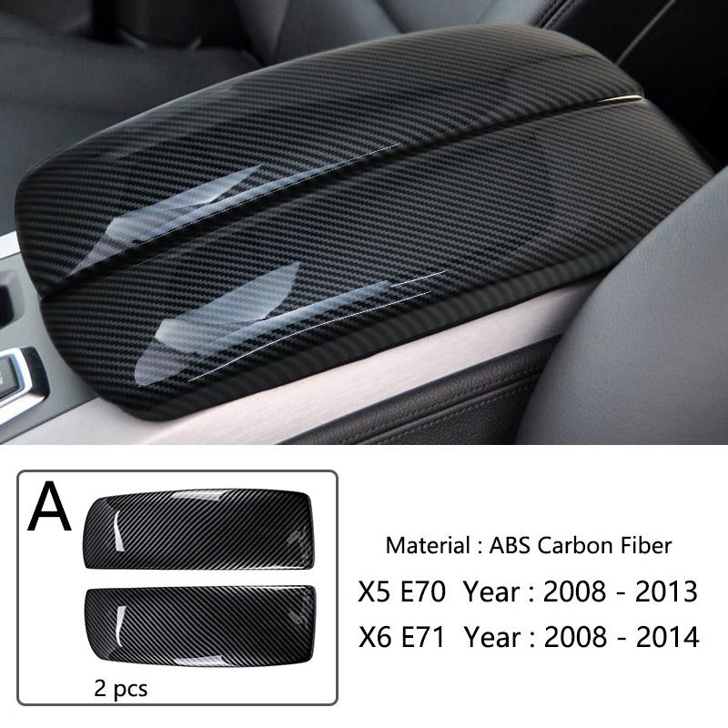 BBJT8 For BMW X5 X6 X7 E70 E71 F15 F16 G05 G06 G07 ABS Carbon fiber Car styling Center Console Lid Armrest Box Trim Protective Cover