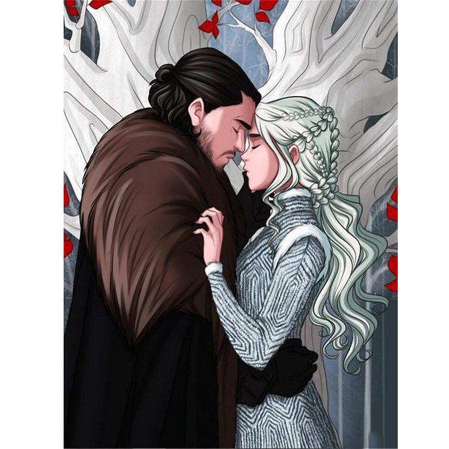 Full 5D Diy Diamond Painting Sketch Prince Princess Embroidery Cross Stitch Home Decor Handmade Gift