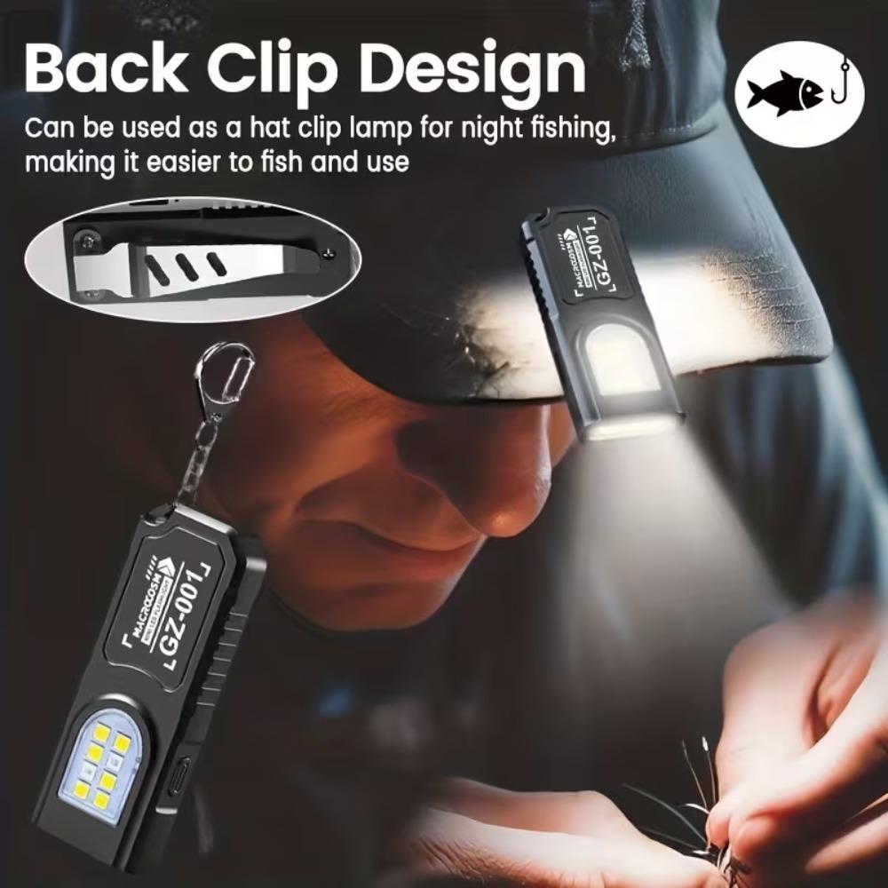 Портативный брелок-фонарик LED COB, USB-перезаряжаемый фонарь с клипсой для ручки, мощный мини-фонарь для работы на улице с магнитом