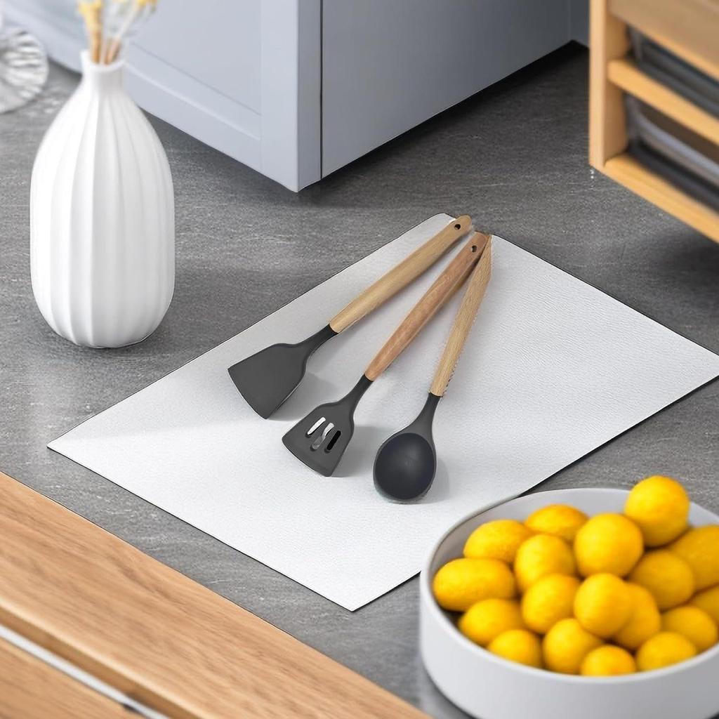 Набор из 3 предметов кухонной утвари из силикона с антипригарным покрытием и деревянной ручкой - Термостойкая кулинарная лопатка для посуды (черный)