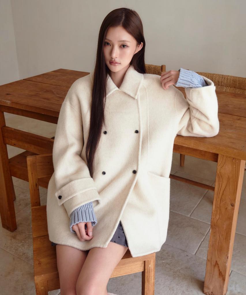 THE GREEN LAB Double Half Coat [Ivory]