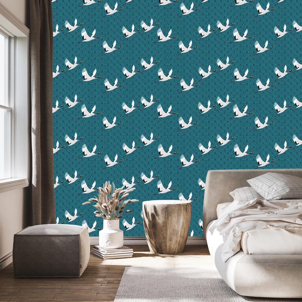 Flying Cranes Wallpaper for Living Room and Bedroom 50x1000