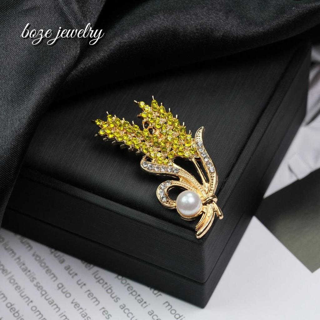 Элегантная брошь в виде колоска пшеницы для женщин - Высококлассная, модная, легкая роскошная булавка для пальто и костюмов