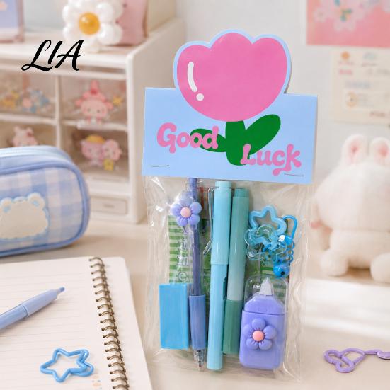 Cute Stationery Set Flower Set, Macaron Color Correction Tape And Smooth Gel Pens Writing Pens, Portable Homework Essentials for Students Shaped