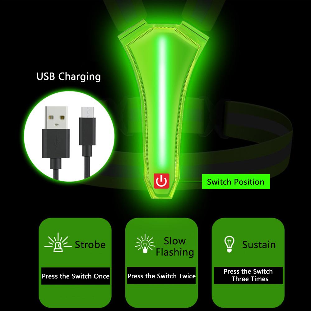 Новый светодиодный светоотражающий жилет с USB-подзарядкой, регулируемый по талии/плечам для женщин, мужчин, детей