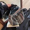 Tribal Style Shoulder Bag Foldable Crossbody with Zipper Closure Striped Pattern Hobo Crossbody Bag For Women Casual Handbags