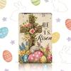 Vintage Flat Rabbit Sign  He Is Risen  Retro Easter Metal Poster Decor for Home Farmhouse Living Room Bedroom