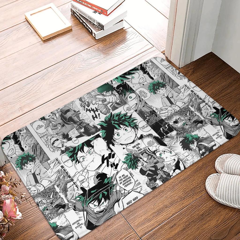 My Hero Academia Deku Manga Welcome Mat Non-Slip Absorbent Microfiber Soft Plush Doormat Decor Kitchen Bedroom Bathroom Rugs