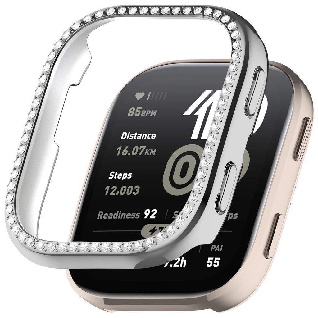 For Huami Amazfit Bip 6 (A2435) Watch Case Rhinestone Decor Hollow Electroplating PC Watch Cover