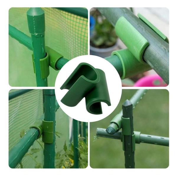 50Pcs Green Plant Trellis Connector Clip Stake Clips Vegetable Vine Cross Buckle For Fixed Garden Frame Rod Gardening Tool