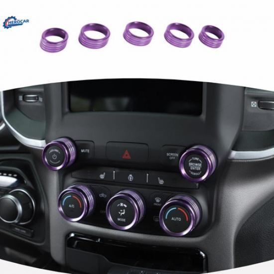 Center Console AC Radio Switch Knob Trim Decor Ring For Dodge RAM 1500 2018+