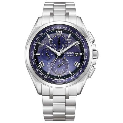 [Citizen] Atessa Light Powered Eco-Drive Radio Watch Waterproof DEAR Collection Limited Pair Model Blue AT8240-66L Mens Silver