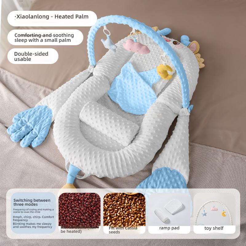 Успокаивающая кроватка для новорожденных с наклонной подушкой и подставкой для ног и стойкой для игрушек для комфортного гнездышка