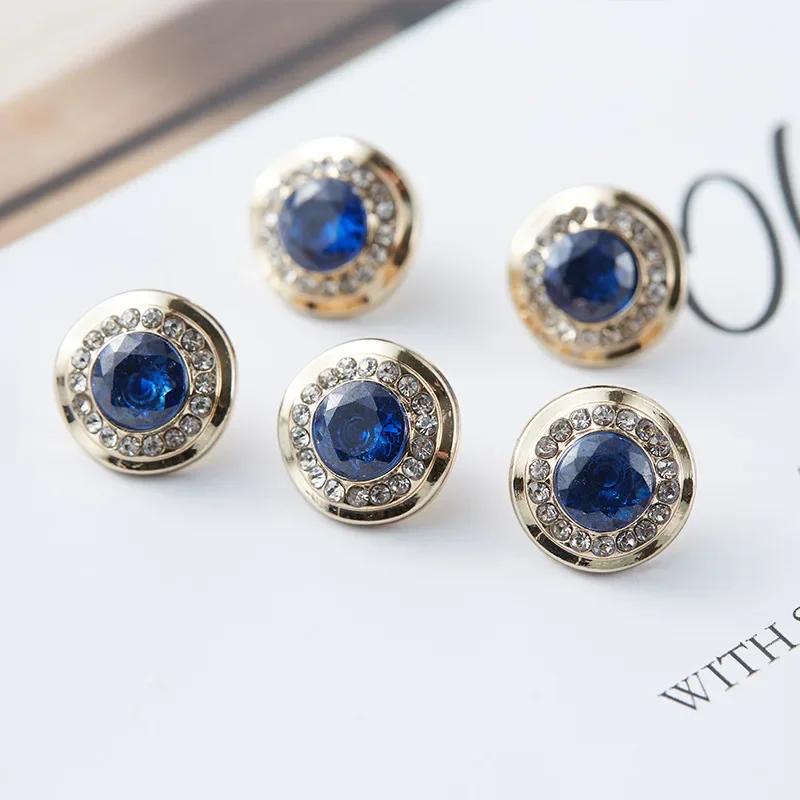 5 шт. Модные пуговицы с драгоценными камнями 11,5 мм, маленькие роскошные металлические пуговицы на ножке, декоративные пуговицы для женской одежды