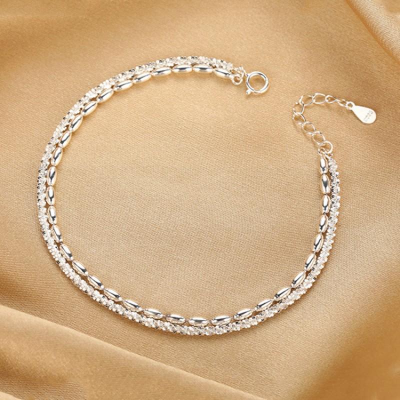 Elegant Double Layer Beaded Bracelet Women Plated Geometric Minimalist Luxury Jewelry Accessory