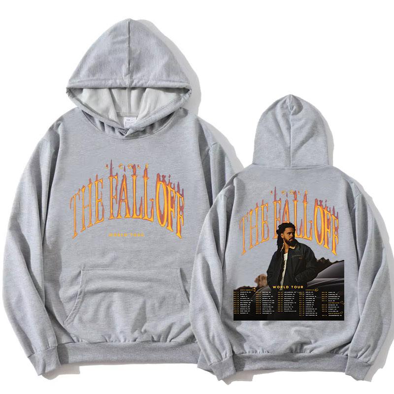 THE FALL OFF Мировой тур 2026 Худи J. COLE Графическая толстовка с дизайном рэпера Унисекс Уличная одежда Свободные худи на флисе