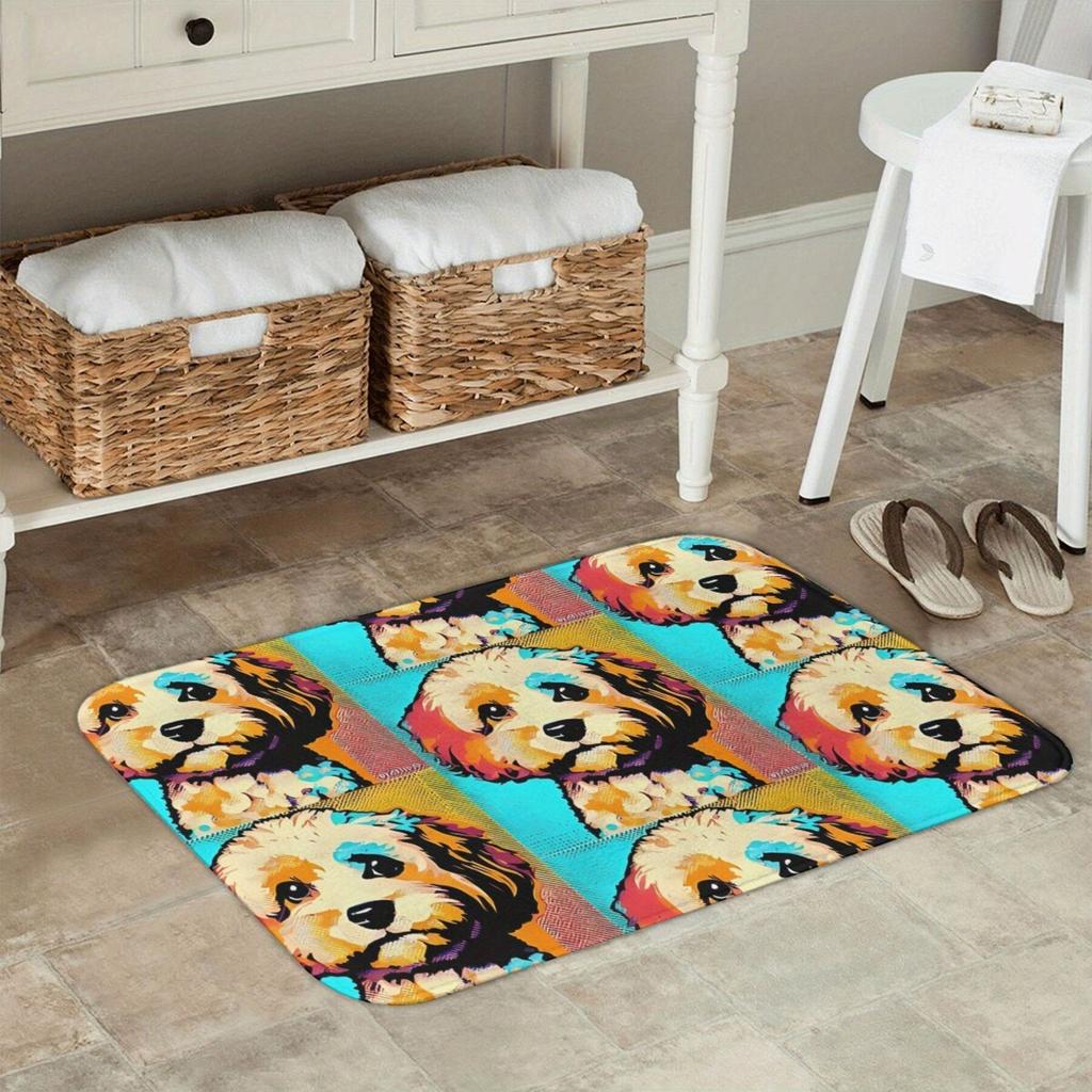 1PC Teddy Dog Pattern Door Mats Kitchen Rugs Non-Slip Pop arts design Bedroom Rugs Bath Mat Carpet for Home Sink Laundry Decor