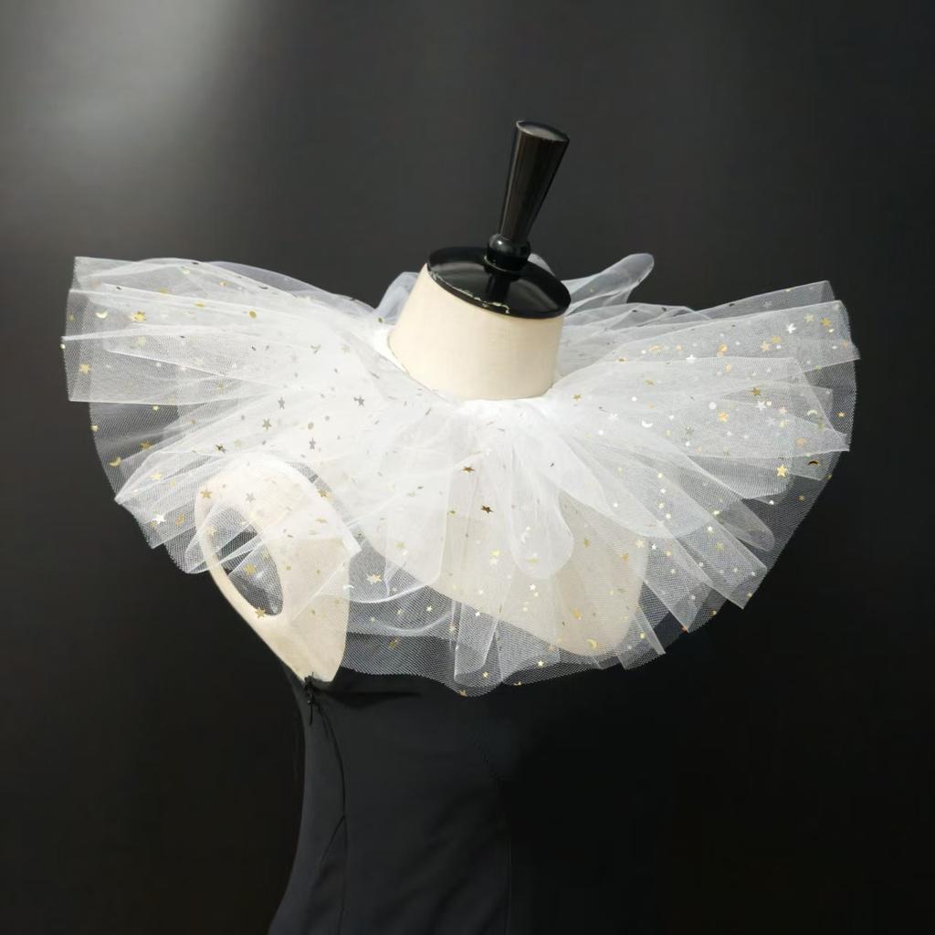 Идеальное сочетание Хэллоуин Сетчатый Стенд Поддельные Воротники Женские Плиссированные Оборки Ложные Воротники Рубашка Платье Свадебная Вечеринка Шарф-Воротник Шарф на Шею