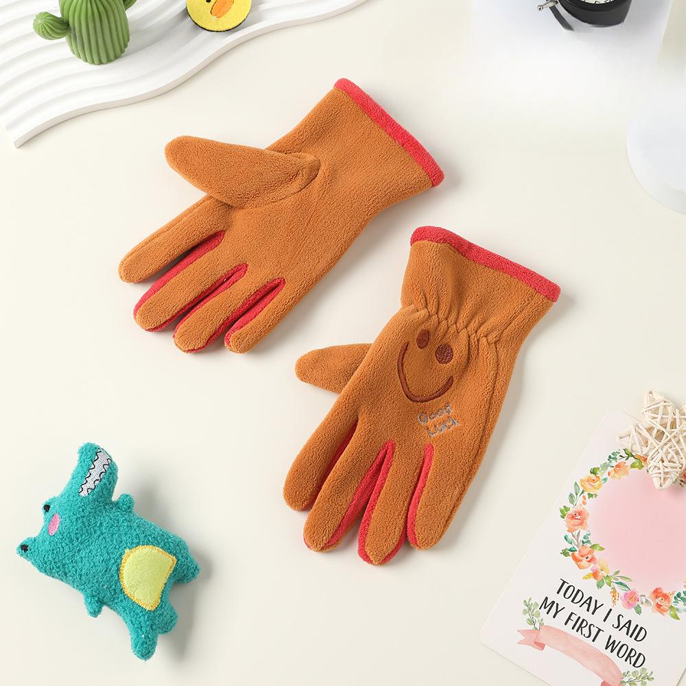 Add Fleece In Autumn and Winter Olympic Fleece Primary School Students Cycling Skin Friendly Outdoor Warm and Cold Proof Cute Gloves