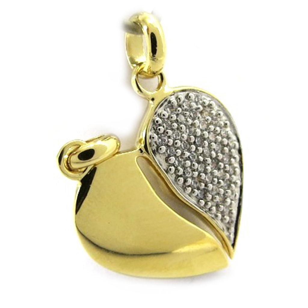 Les Trésors De Lily [L5746] - Позолоченный кулон 'Ames Soeurs' золотисто-белый - 17x17 мм (бьющийся)