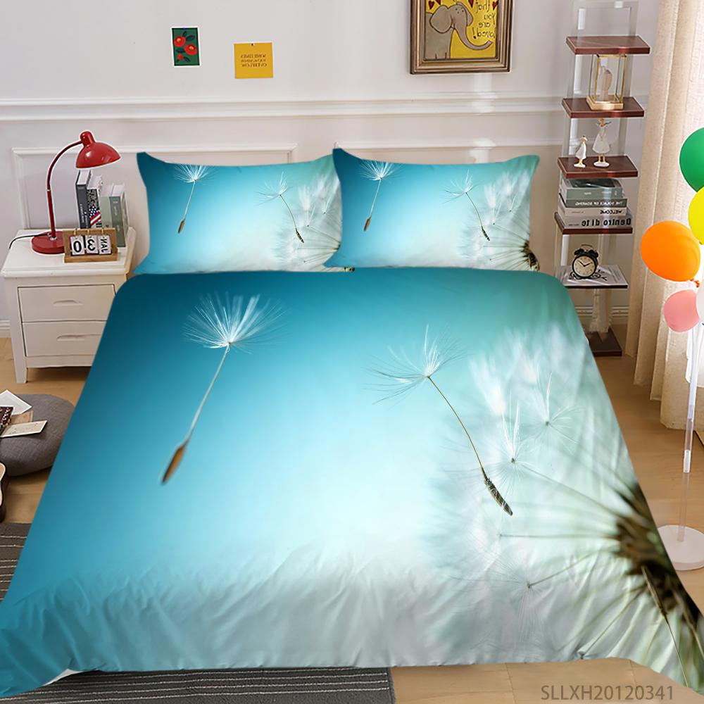 Постельное белье с 3D принтом одуванчика, односпальная двуспальная кровать, полноразмерная наволочка с растительным узором и пододеяльник 2 или 3, удобное украшение для дома
