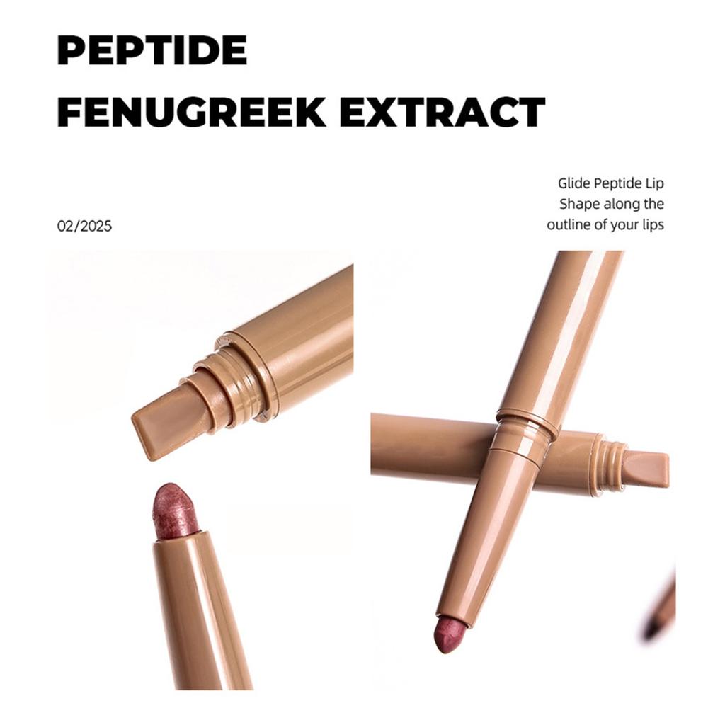 Пептидный карандаш для губ гладкий и не образует морщинок. Нюдовая помада, Двусторонняя помада, Быстро сохнет