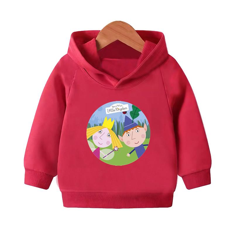 Ben and Holly Kingdom Cartoon Kids Hooded Hoodies Cute Girls Clothes Children Sweatshirts Autumn Baby Pullover Tops