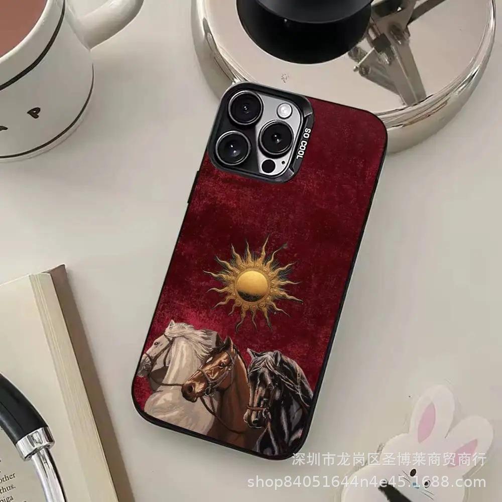 Ретро темная лошадка для Apple 15 цветной серебристый iPhone14promax креативный 13/11 матовый 16 защитный чехол 17