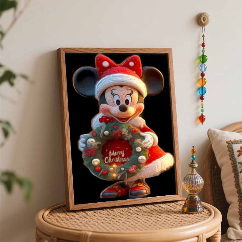 Disney Рождественский венок с Минни Маус, набор для рисования маслом, ручная роспись. Подарок домашнего декора