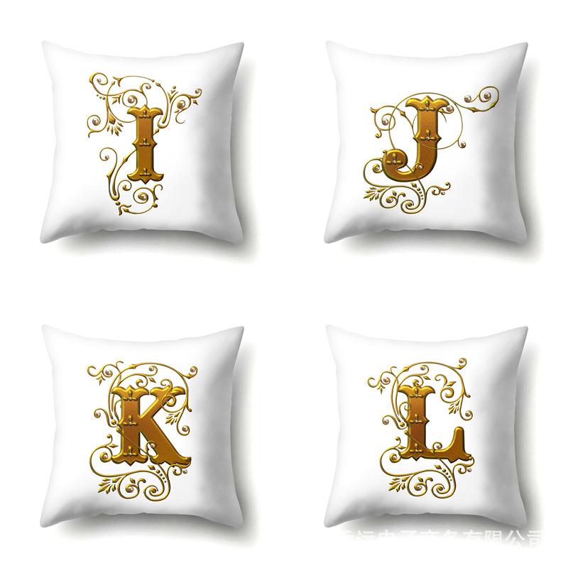 Полиэстеровая наволочка Автомобильное украшение Дом 26 английских букв Принт Автомобильная поясничная подушка Наволочка