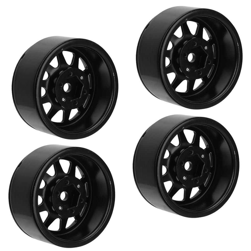 4PCS RC Wheel Rim Set Zinc Alloy Steel Universal 1.9 Inch 10 Rims RC Crawler Car Wheel Hub for Axial SCX10 II III Black
