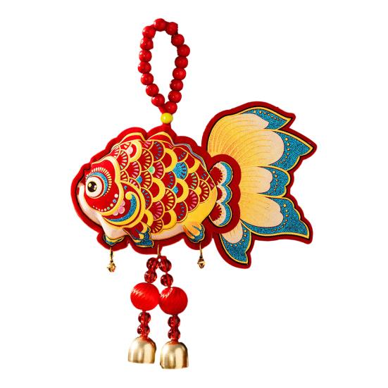 Chinese New Year Decoration Horse Fish Hanging Ornament Auspicious Symbols Blessing Bag for Wall Car Home Decor