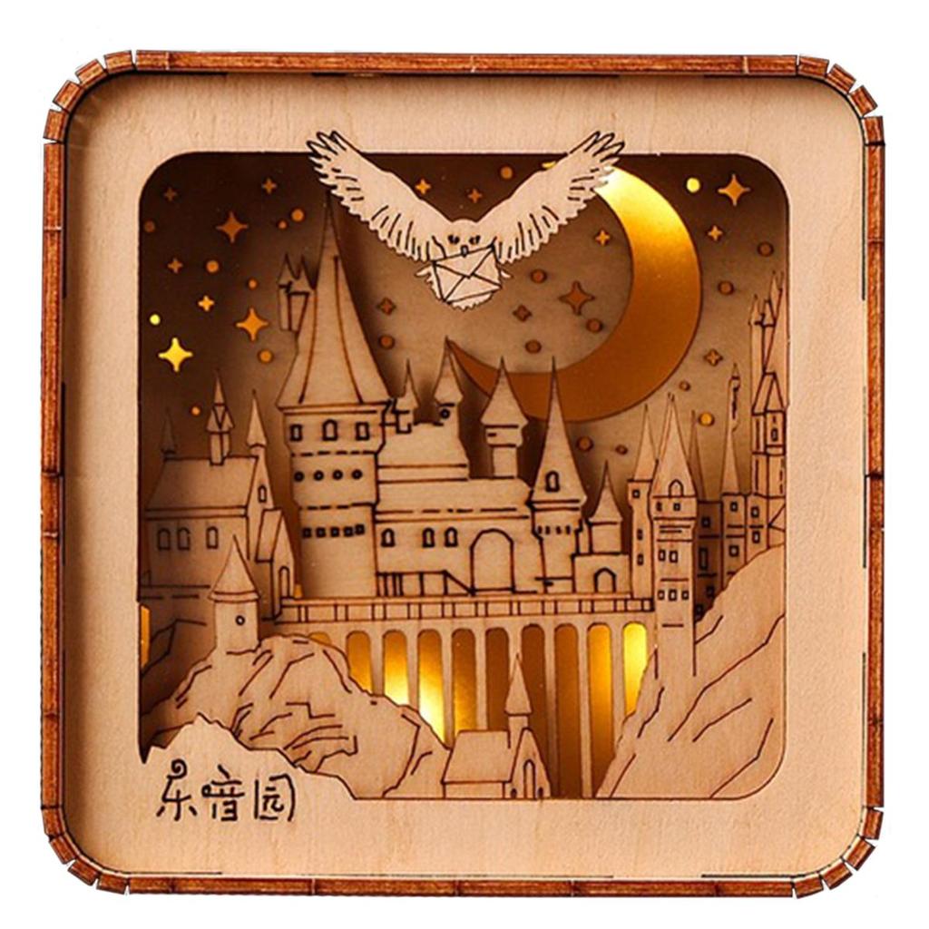 3D Puzzle Drewniany Nocne Światło Model HP ZAMEK LED -NA PREZENT