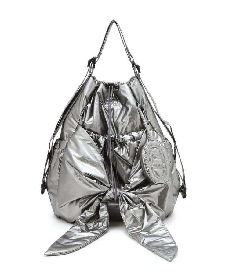 Athe Vanessabruno [Ruban] Glossy Gray Ribbon Backpack And Shoulder Bag L Aaba5F900G2