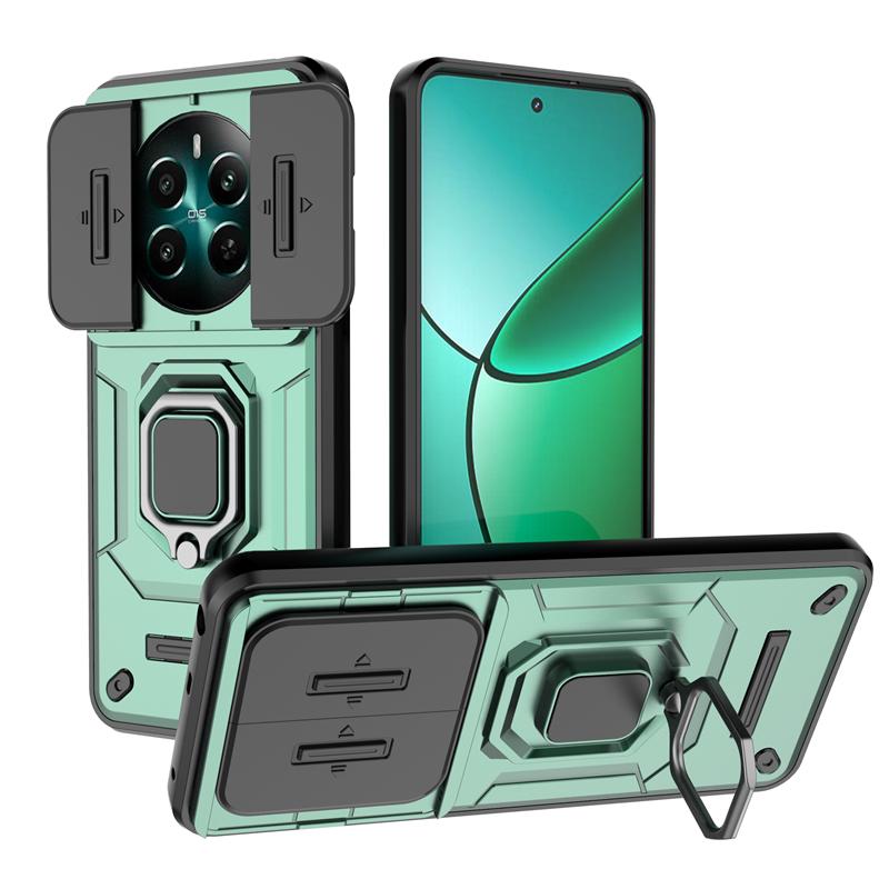 Для Realme 12 Plus 5G чехол Armor Slide Camera Protect Phone Case для OPPO Realme 12 + Plus RMX3867 6.67" Ring Holder Back Cover