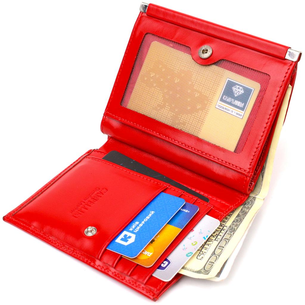 Яркий кошелек для женщин среднего размера из натуральной гладкой кожи CANPELLINI 21814 Красный