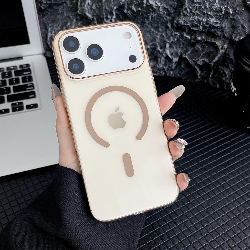 Прозрачный чехол для iPhone 17 Pro Max, совместимый с MagSafe, жесткий ПК чехол для телефона
