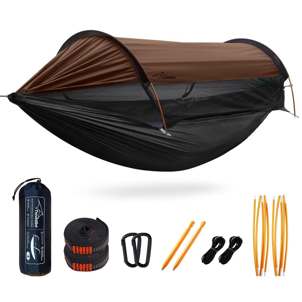 Travel Bird Hammock Camping Tent with Mosquito Net and Easy Person 200kg Load Includes Storage Ideal for Outdoor and Parks Tent, Sunshade, 3-in-1