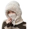Plush Balaclavas Hat With Ties Mask Neck Cover Set Simple Knitted Beanies Hat  Riding