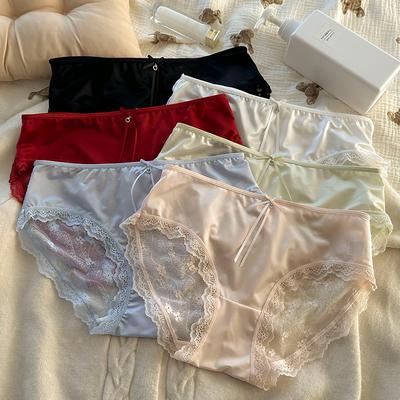 Женские атласные кружевные чистые сексуальные трусики-брифы с удобной облегающей спиной